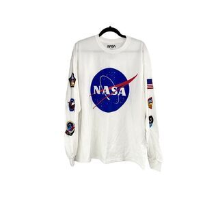 NASA Official‎ Mens 100% Cotton Long Sleeve Shirt L Graphic Print Patches